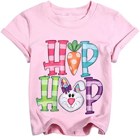 Момчиња за деца Девојки Девојки Велигденска кошула хип-хоп зајаче маици деца кратки ракави зајаци графички маички унисекс врвови