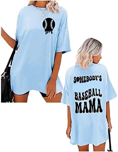 Мргинри Бејзбол мајки кошули за жени 2023 Бејзбол графички маица лето обичен кратки ракави преголеми мамички мами врвови