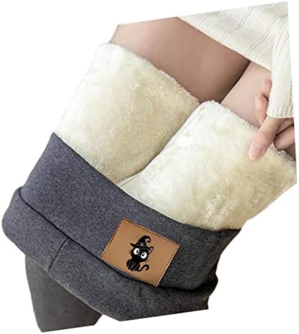 Xiloccer Sherpa Fleece ги постави хеланките за жени зимски топли панталони со високи половини со кашмирски хеланки плус хулахопки со големина