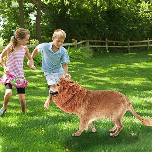 RWM Dog Lion Mane Costume - Облека за домашни миленичиња за забава за Ноќта на вештерките - лав перика за кучиња со средна до големи
