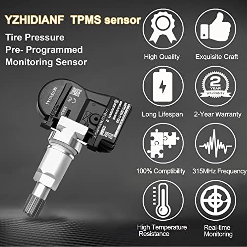 Yzhidianf 68078861aa 5pack TPMS сензор за Jeep 315MHz Програмирана замена на сензорот за притисок на гуми 68078861AA за полнач