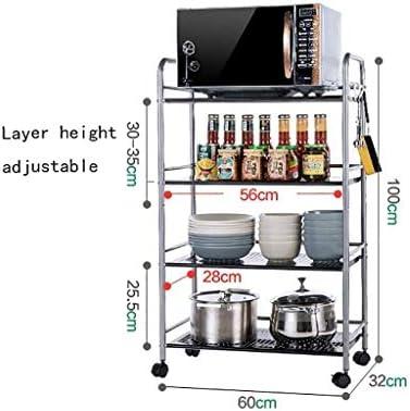 Пол за складирање на YGCBL ， полици за складирање на кујна полици за домаќинства четиристепени метални колички за складирање на кујна за