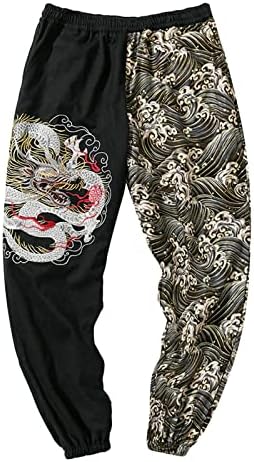 Момче лизга лабава мажи јапонски ретро тренд плус големина извезена боја што одговара на обични панталони од панталони за мажи