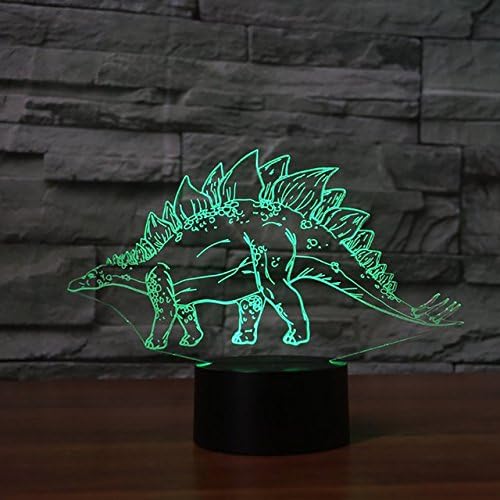 3Д диносаурус ноќно светло светло за животни маса, оптички илузивни ламби 7 светла за промена
