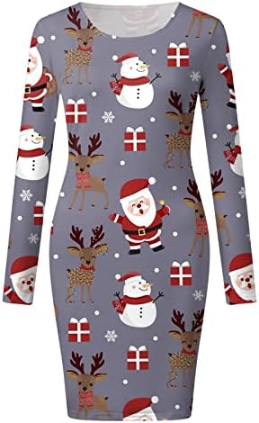 Ванинг Божиќни фустани за жени, 2022 година над коленото Обичен фустан, џемпери за џемпери за забава за Божиќ