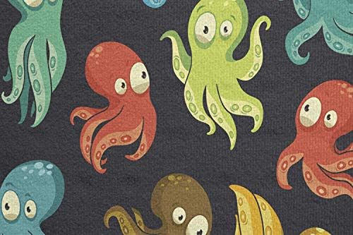 Ambesonne Octopus јога мат пешкир, октопод цртан филм за цртање Смешни ликови од океанот подводен живот, слика, не лизгање пот, абсорбента