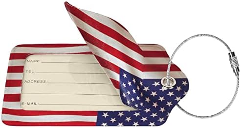 Fcllcox Американски Знаме Багаж Тагови За Патување Куфер Торба, Идентификатори Багаж Тагови Со Лична Карта Приватност Покритие, Кожа Патриотски