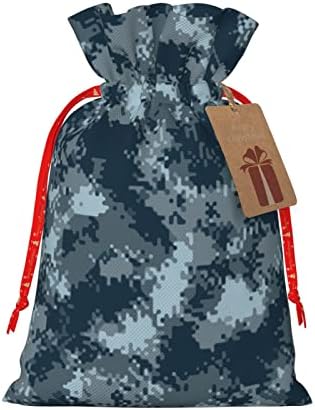 Жици Божиќни Торби За Подароци Морнарица-Сино-Камо-Спреј Подароци Торби За Завиткување Божиќни Вреќи За Завиткување Подароци Торбички Средни