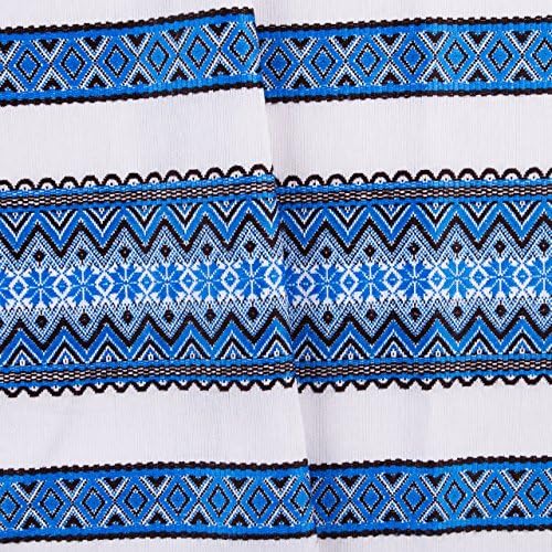 Велигденски Декор Украсна ткаенина со украински украс Чаршав Велигден етнички бела Сина црна 200х150 см / 79х59