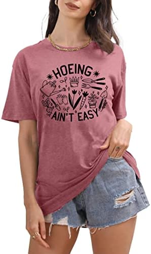Градинарски кошули за жени растителна маица маица, не е лесен графички мета кратки ракави градинарски подароци за блузи блузи врвови