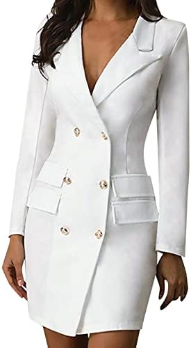 Женска мода плус големина со двојна дојка тенок канцелариски ров палто цврста боја јакна џеб декорација со долга облека облека