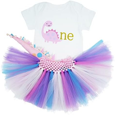 Новороденчиња бебе девојчиња 1 -ви роденден облека Диносаурус печатено ромпер + Туту здолниште со опашка дете принцеза фустан