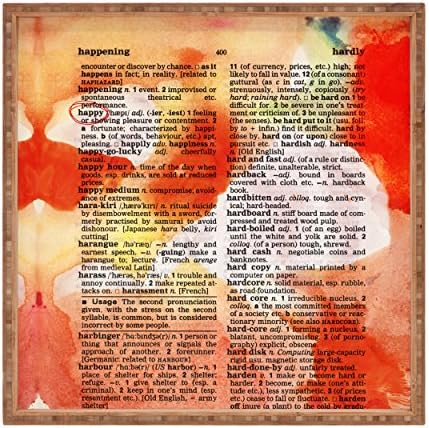Негира Дизајни Сузан Касиелке Среќен Речник Уметност Внатрешен/Надворешен Квадратен Послужавник, 16 х 16
