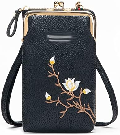 SDFGH мобилна торба за мобилни телефони, женски вкрстени цвеќиња, везени цвеќиња, мобилен телефон торба за паричник, вкрстена