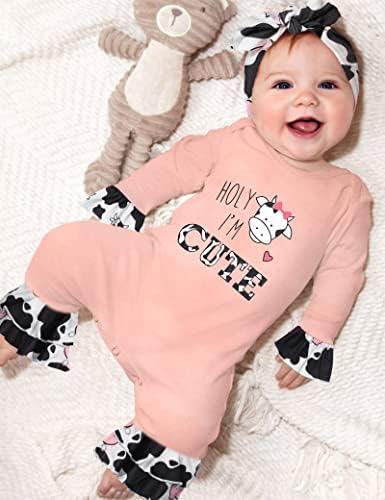 Облека за девојчиња од новороденче Агапенг за девојче Руфл Ромпер Бохо новороденче bellвонче, дно, комбинезон, бебе девојче Зимска облека