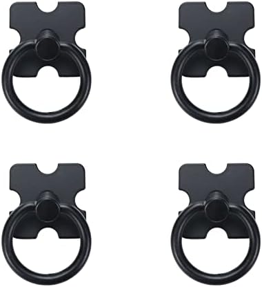 Utalind 4 парчиња црна тркалезна прстенест рачки за влечење на цинк легура за влечење прстен рачки на кабинетот прстен се влече