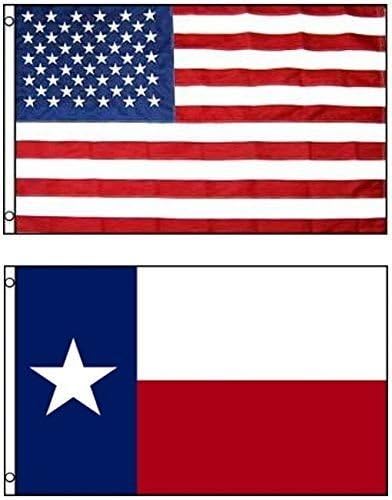 5x8 ft USA и 5x8 FT TEXAS извезени зашиени солнон знаме 5'x8 'House Banner со месинг гром