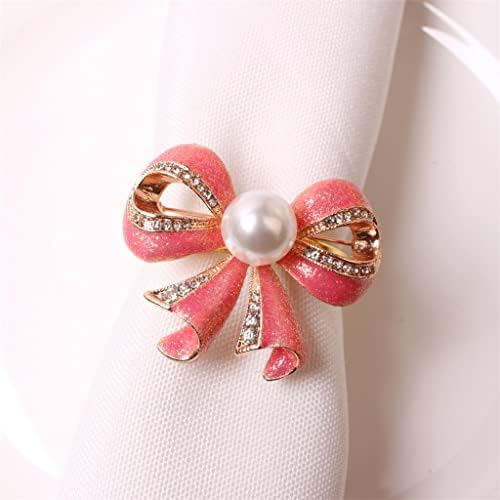 12 парчиња свадба бисер розов лак прстен за салфетка трпезарија модел со соба слатка салфетка прстенка за салфетка тока