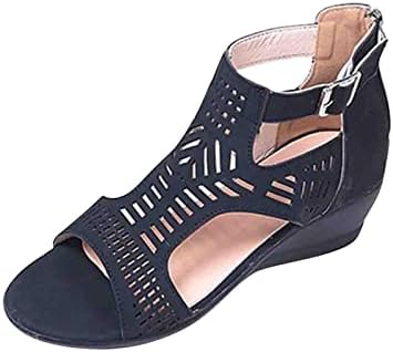 Сандали на ishишилиум за жени 2023 модни обични отворени пети сандали со ниски клинови сандали шупливи папучи чевли со флип апостолки
