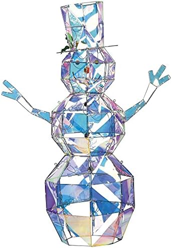 Празничен дом осветлен 4 Иридисен кристален мраз Сноу -скулптура Декорација пред -осветлен приказ на отворено Божиќен двор декорација