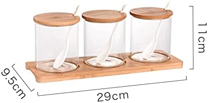 3 парчиња/поставени стаклени зачини тегла со лажица зачини со контејнери за зачини за зачинети лименки пиперки шејкер кутија за складирање со