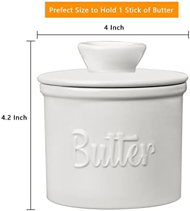 Путер од путер, чувар на француски путер со вода за шалтер, оригиналниот сад за порцелански путер со нож. Подарок за Денот на благодарноста,