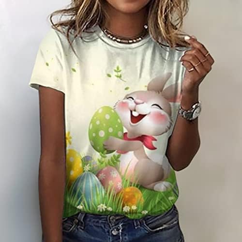 Elенски велигденски зајаче маица смешна симпатична зајак графички графички мета случајно лето Велигденски екипаж на кратки ракави