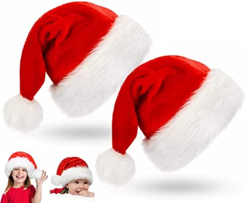 Божиќна Капа Божиќна Празнична Капа За Деца Црвена Капа На Дедо мраз За Забава Дополнително Згуснете Класично Кадифено Крзно Божиќна Капа За Мали