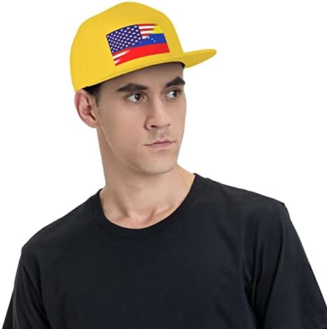 Американска Венецуела Комбинирано Знаме Бејзбол Капа За Мажи Жени Прилагодливи Капи За Камионџии Гроздобер Измиени Подароци За капа