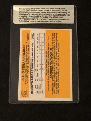 Julio Franco 1983 Donruss Rookie потпиша автограмирана картичка 525 CAS овластен - Бејзбол плоча со автограмирани картички