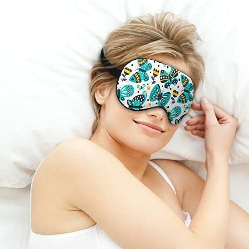 Шарени романтични пеперутки за спиење маска за очи за очи со прилагодлива лента за слепите за патувања за авиони