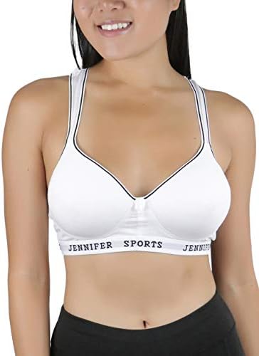 TobeinStyle Women's up up-Over-Sportback Sports Bra w/Jennifer Sport Text Print