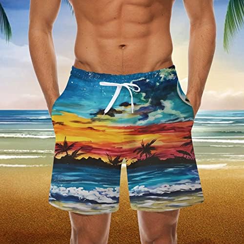 Плажа Yhaiogs мажи кратки панталони мажи лето модна лесна лежерна мрежа за дишење печатени панталони за плажа панталони панталони табла