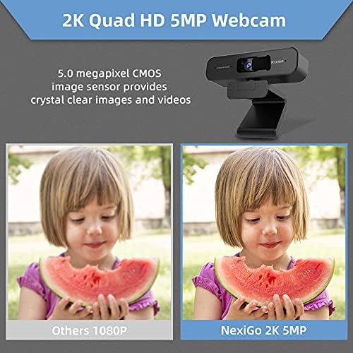 Nexigo 2k Zoomable Веб Камера Со Мини Статив Колекции, Автофокус, Поддршка 1080P@ 60FPS, 3x Дигитален Зум, Далечински Управувач И Sony
