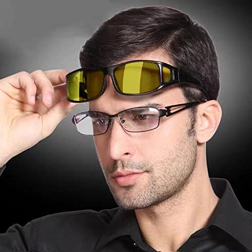 ФЕИСЕДИ Мажи Жени Ноќно Возење Очилата Се Вклопуваат над Очилата Анти-Отсјај Поларизирана Обвивка Жолти Очила За Сонце Над