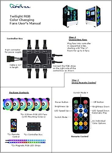 Apevia TL612L2S-Rgb Самрак 120mm Тивок Двоен Прстен Адресабилен RGB LED Вентилатор За Промена НА Бојата СО Далечински Управувач,