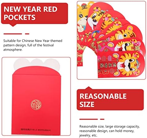 Нуобести Кинески Подарок 24 парчиња 2022 Кинески Црвени Пликови Година На Црвени Пликови Кинеска Година Хонг Бао Среќни Парични