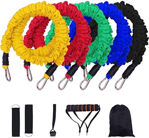 Lukeo 100-150lb ленти за отпорност на цевки поставени со заштитни најлонски ракави фитнес еластични ленти за опрема за тренинг за