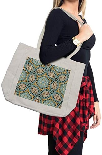 Амбесон Бохо торба за купување, шема на бохо со необични геометриски триаголници форми ориентални уметнички печати, еколошка торба за еднократна