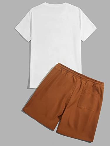 Oshho облека со две парчиња за мажи мажи, графички мета и шорцеви за половината за влечење