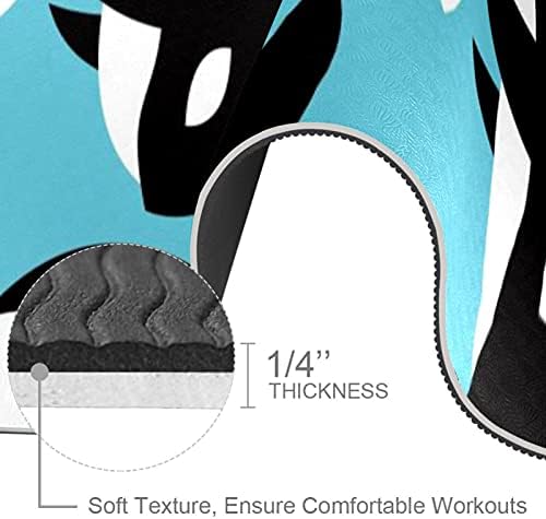 Дебела вежба без лизгање и фитнес 1/4 јога мат со цртан филм црно бело кит сино печатење за јога пилатес и вежба за фитнес на подот