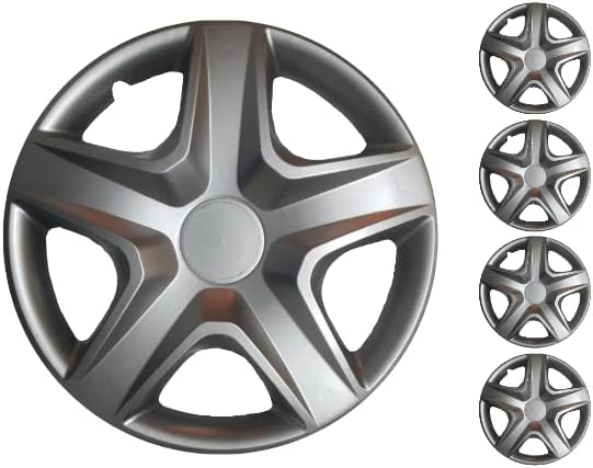 Копри сет од покривка од 4 тркала од 15 инчи сребрен Hubcap Snap-on Fit Audi