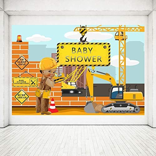 Mehofoto 7x5ft Тема за конструкција Момче за бебиња туш за туширање, градител на тули, депонија камиони, момче банер забава украси,