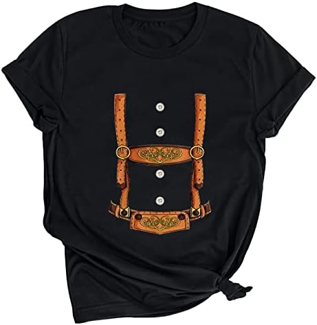 Женска маица Октоберфест маица октомври Фест костуми Ледерхосен кошула обични кратки ракави врвови на баварници подарок