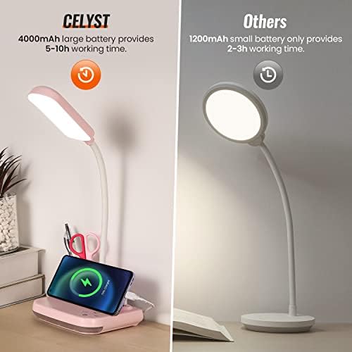 Celyst LED LED ламба за полнење на бирото, 5-во-1 мала ламба со порта за полнење со USB, држач за пенкало, ноќно светло, преносна