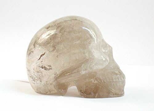 Голем чаден кварц череп резба кафеав кристал