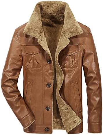 Менс есен и зимска мода обична цврста боја џеб тока плус кадифена кожна јакна палто јакна тенок јакна мажи
