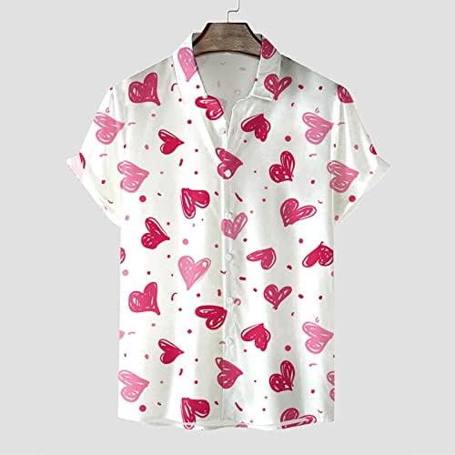 XXBR 2023 Нови машки в Valentубени 3D дигитално печатење џеб тока лапел кошула со кратки ракави маички памук полиестер т
