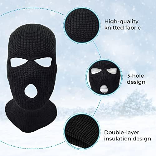 3 дупка плетена целосна маска за скијање на лицето Зимска балаклава за лице за лице за спорт на отворено