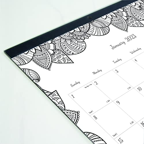 Blueline 2023 Doodleplan Месечен календар за биро за боење, 12 месеци, од јануари до декември, 22 „x 17“, Ботаница Дизајни, црно/бело